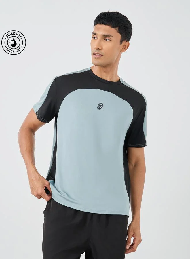 Styli Active Color Block Panelled Ultra Stretch Oversized T-Shirt