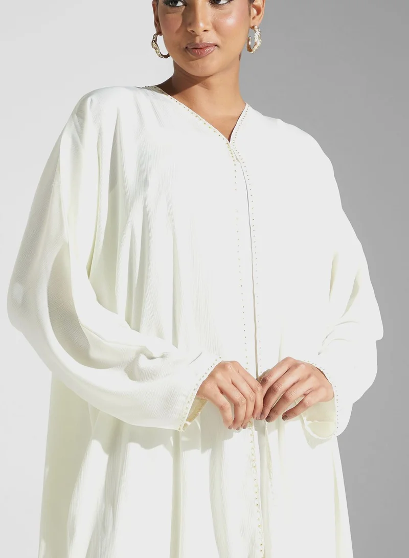 hayas closet Embellished Front Open Abaya