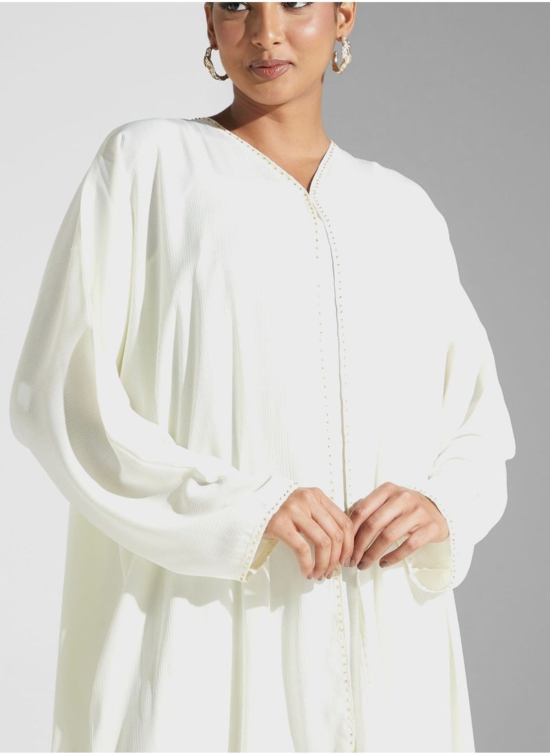 hayas closet Embellished Front Open Abaya  - Image 3