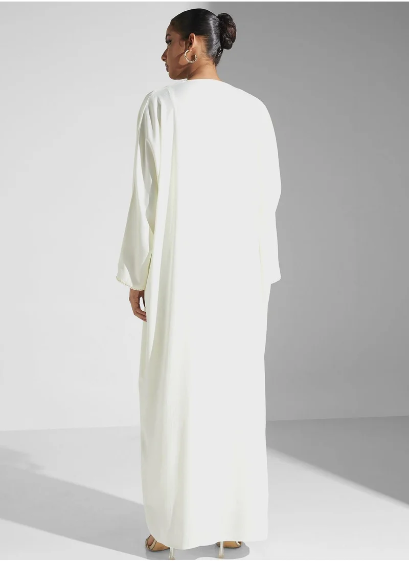 hayas closet Embellished Front Open Abaya