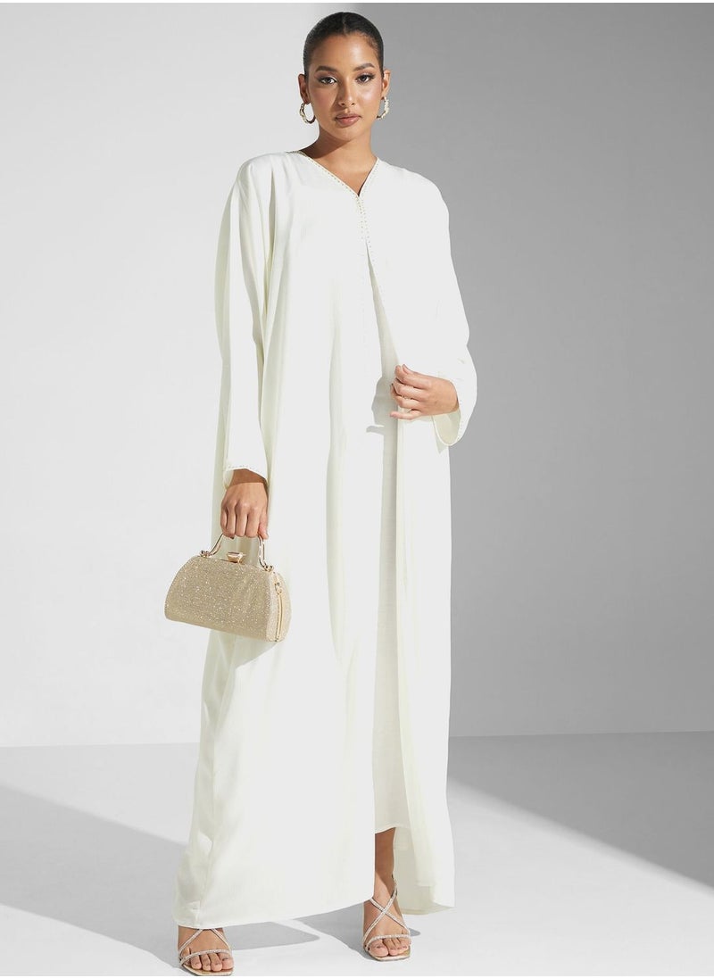 hayas closet Embellished Front Open Abaya  - Image 1