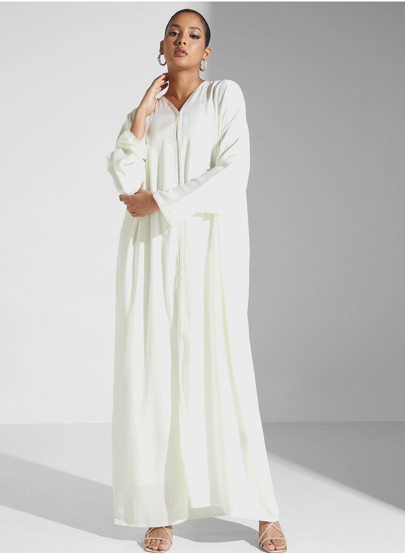 hayas closet Embellished Front Open Abaya  - Image 5