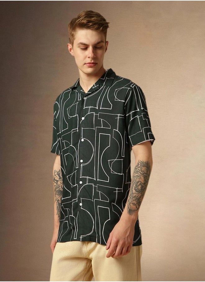 Dennis Lingo Printed Spread Collar Short Sleeves Shirt  - Image 1
