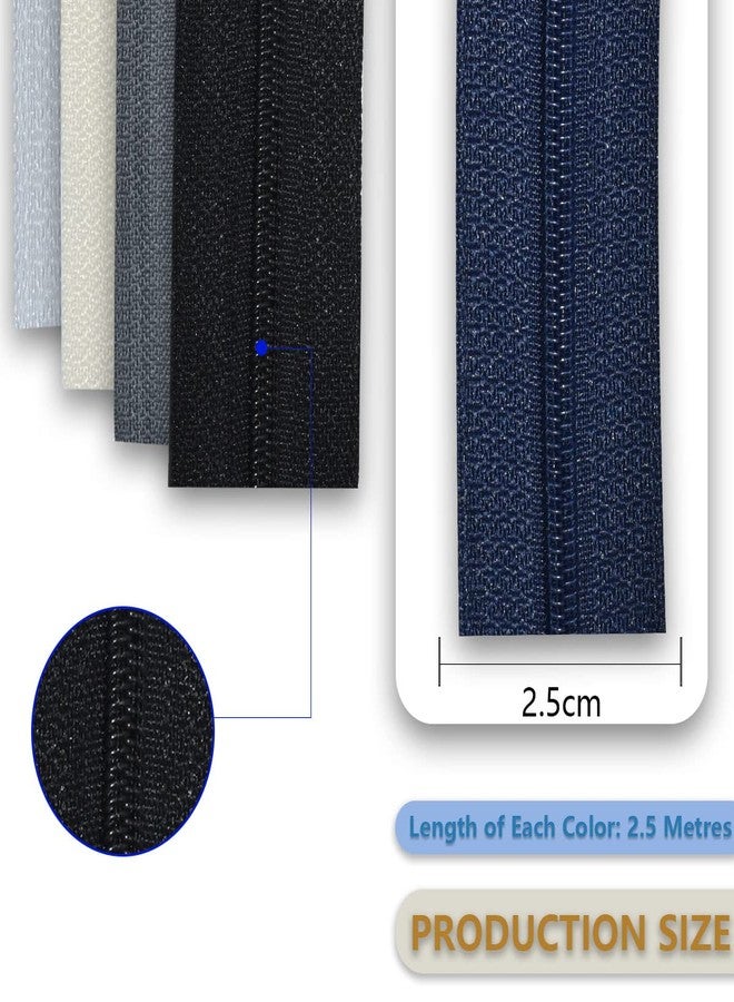 Renashed #3 Nylon Coil Sewing Zippers 5 Colors 13.6 Yards with 30pcs Zipper Sliders and Zippers Stops for DIY Sewing Tailor Craft Supplies (Black, White, Gray, Beige, Navy) - Image 3