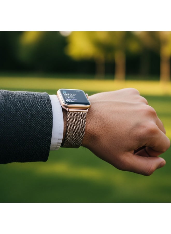 FITIT Milanese Loop Band Compatible with Apple Watch Series 1–9, SE, Ultra, Stainless Steel Strap with Magnetic Lock, 38/40/41mm – Rose Gold – fitit - Image 3