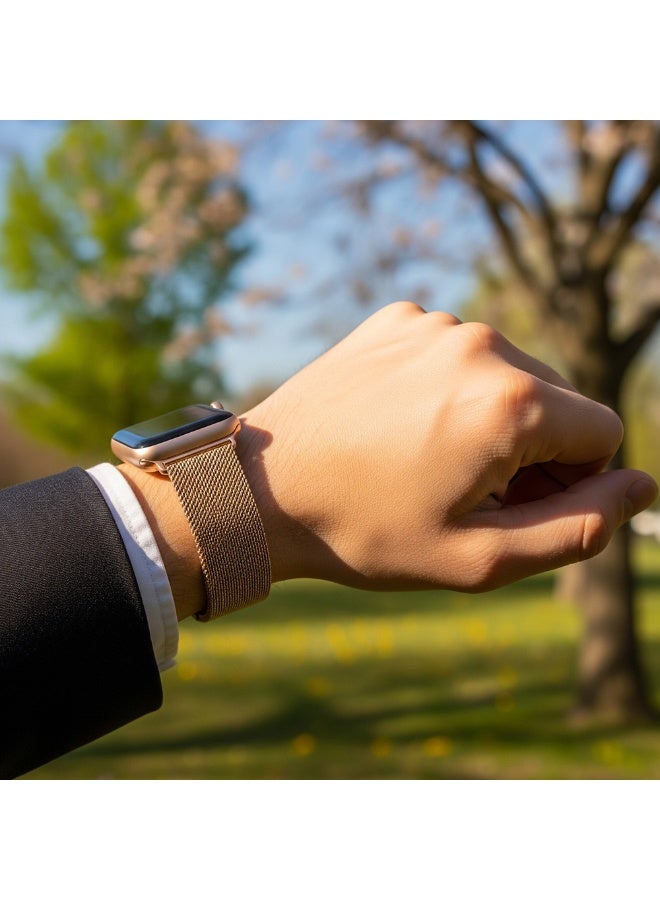 FITIT Milanese Loop Band Compatible with Apple Watch Series 1–9, SE, Ultra, Stainless Steel Strap with Magnetic Lock, 38/40/41mm – Rose Gold – fitit - Image 2