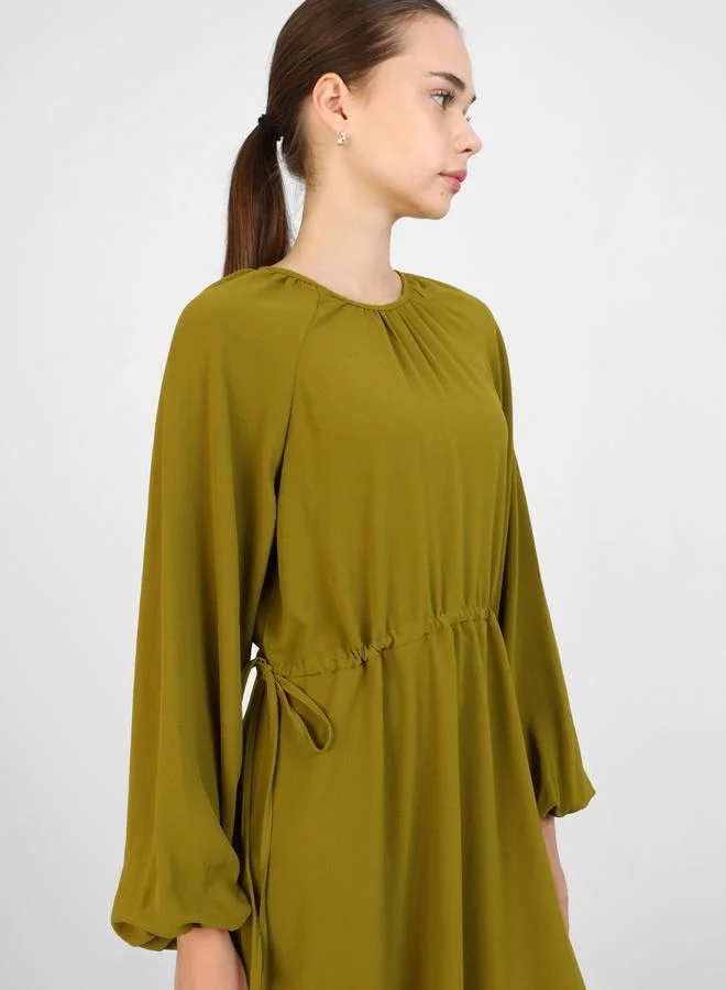 Benin by modanisa Benin by modanisa Olive Green Balloon Sleeve Maxi Dress