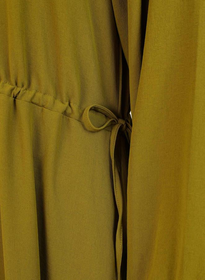 Benin by modanisa Olive Green Balloon Sleeve Maxi Dress - Image 3