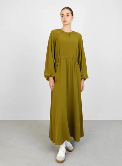 Benin by modanisa olive green Benin by modanisa Olive Green Balloon Sleeve  Maxi Dress for Women | Best Price KSA
