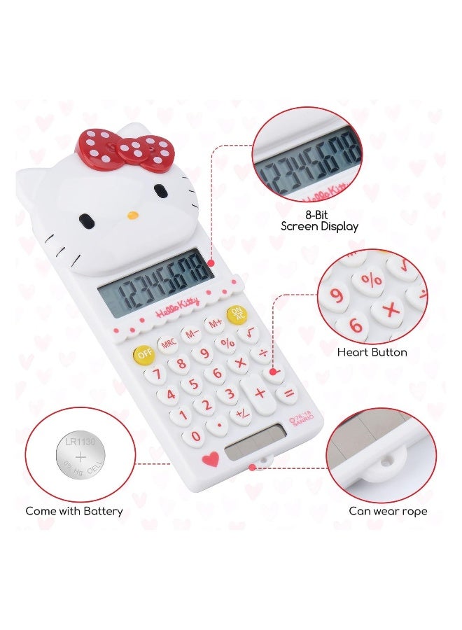 Cute hello Kitty calculator, 5.9 * 2.6 inches, powered by battery (included) 8-digit LCD display, kids calculator, school calculator, mini calculator, cartoon calculator, handheld calculator - Image 3