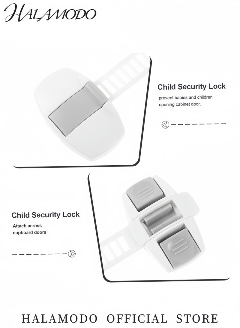 Halamodo 2-Piece Child Safety Locks for Refrigerator Freezer Cabinets Drawers and Appliances Adjustable Strap Latches with 3M Adhesive Baby and Pet Proofing for Easy Installation - Image 2