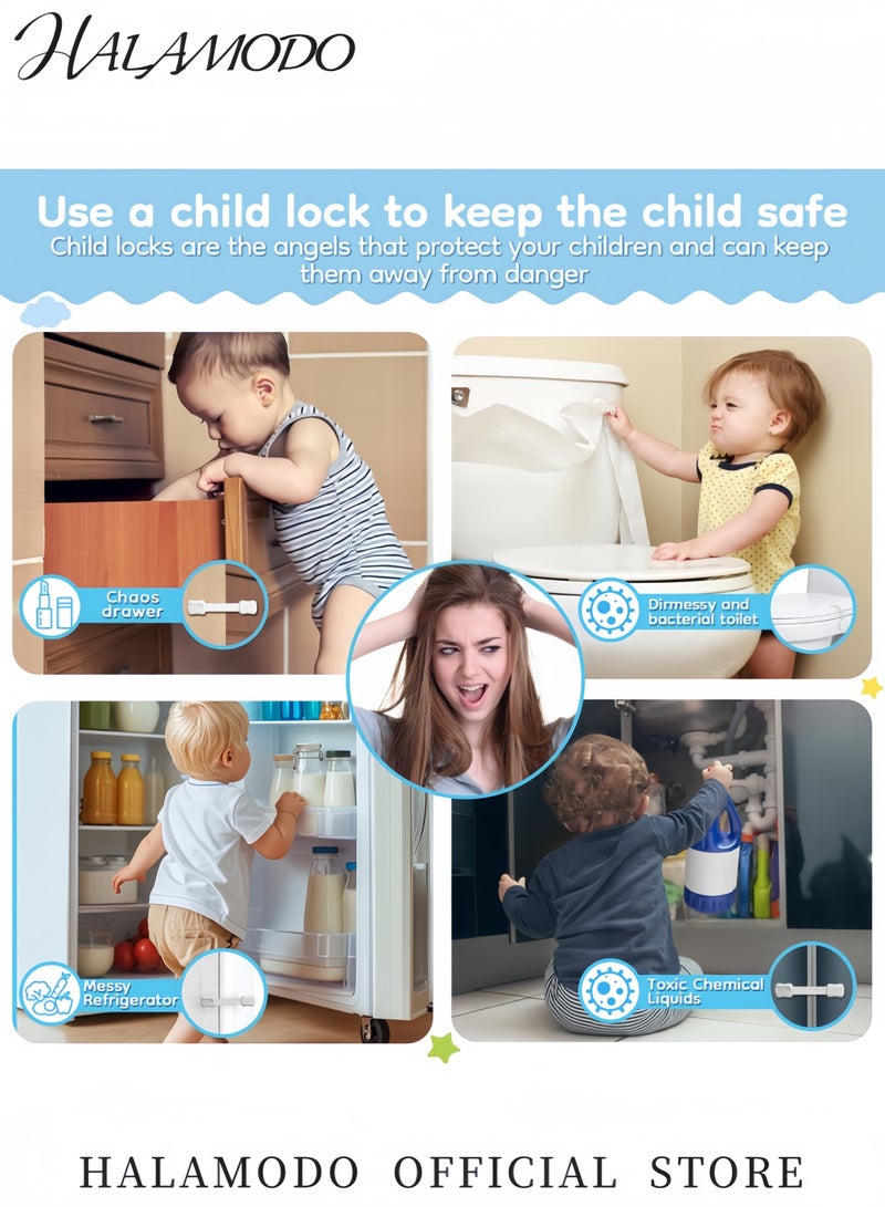 Halamodo 2-Piece Child Safety Locks for Refrigerator Freezer Cabinets Drawers and Appliances Adjustable Strap Latches with 3M Adhesive Baby and Pet Proofing for Easy Installation - Image 3