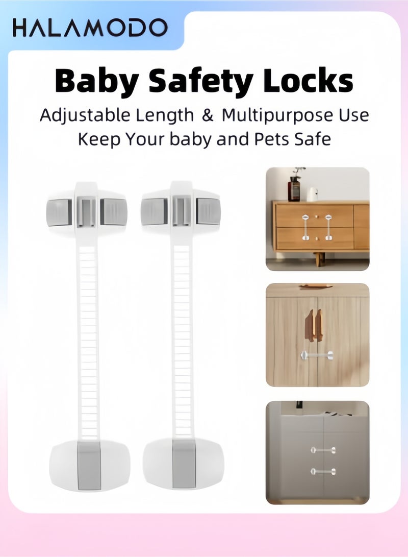 Halamodo 2-Piece Child Safety Locks for Refrigerator Freezer Cabinets Drawers and Appliances Adjustable Strap Latches with 3M Adhesive Baby and Pet Proofing for Easy Installation - Image 1