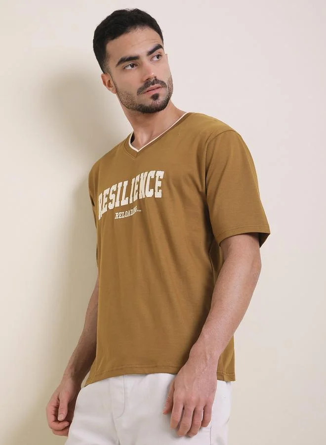 Dillinger Men Oversized Embroidery V Neck T-Shirt