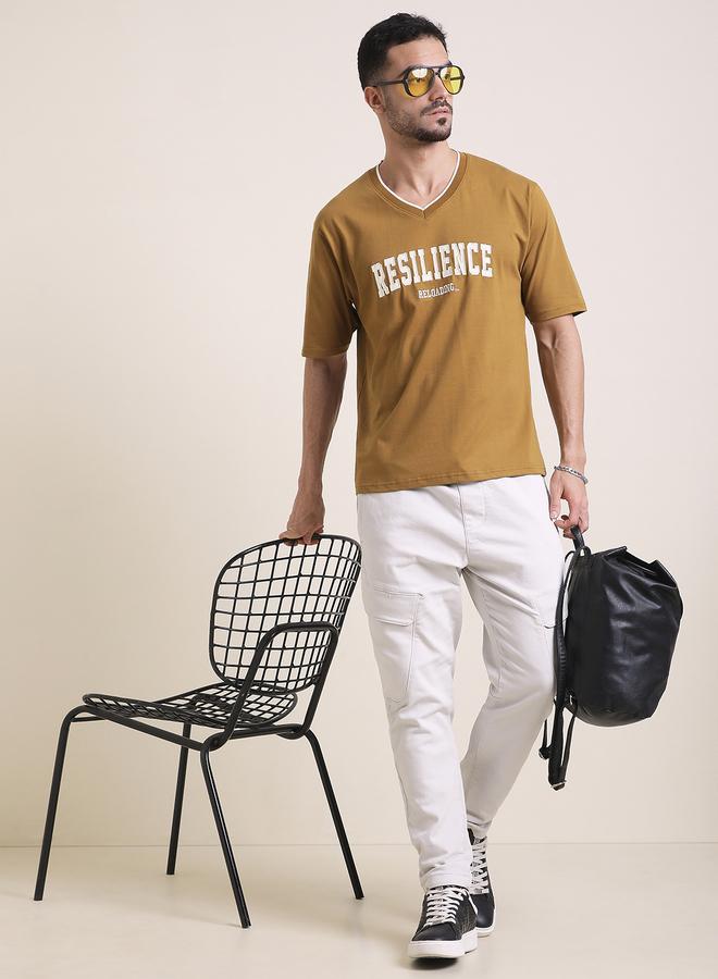 Dillinger Men Oversized Embroidery V Neck T-Shirt - Image 4