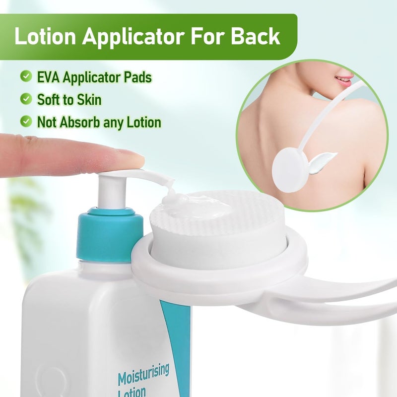 Fanwer 3 in 1 Lotion Applicator for Back Self Elderly & Back Bath Brush for Shower for Men and Women with Long Handle, 18.9in Curved Long Handled Shower Body Brush, Back Scrubber for Shower - Image 2