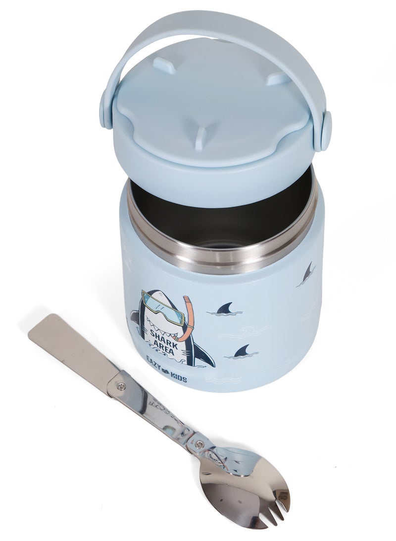 Eazy Kids وعاء طعام معزول من الفولاذ المقاوم للصدأ سوبر شارك - أزرق (350 مل) - Image 3