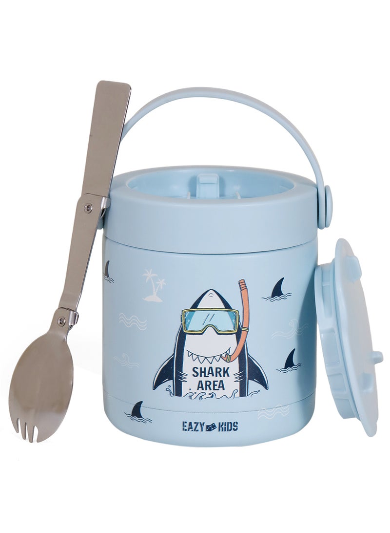 Eazy Kids وعاء طعام معزول من الفولاذ المقاوم للصدأ سوبر شارك - أزرق (350 مل) - Image 1