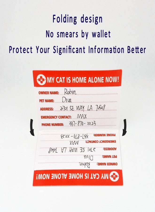 Clocean My Cats are Home Alone Alert Key Tag Keychain Emergency Contact Wallet Card Folded - 2 Writable Back Sides (CAT Emergency Wallet Card & Tag)… - Image 5