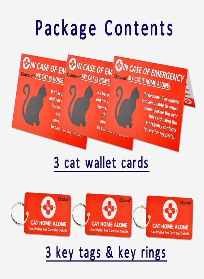 Clocean My Cats are Home Alone Alert Key Tag Keychain Emergency Contact Wallet Card Folded - 2 Writable Back Sides (CAT Emergency Wallet Card & Tag)… - Image 4