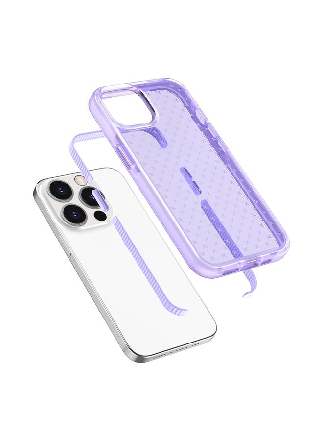 اس-توب جراب لهاتف iPhone 13 Pro Max بنمط شبكي، جراب شفاف مقاوم للصدمات من مادة TPU - Image 4