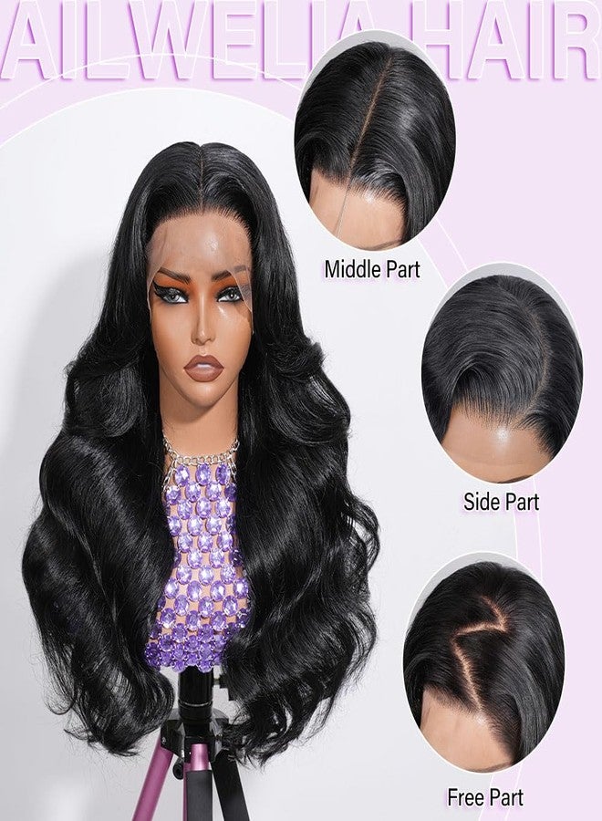 Ailwelia 13x6 Body Wave Lace Front Wigs Human Hair 200 Density Hd Transparent Lace Front Glueless Plucked Frontal Wigs 13x6 For Black Women With Baby Hair Natural Color 30 Inch - Image 4