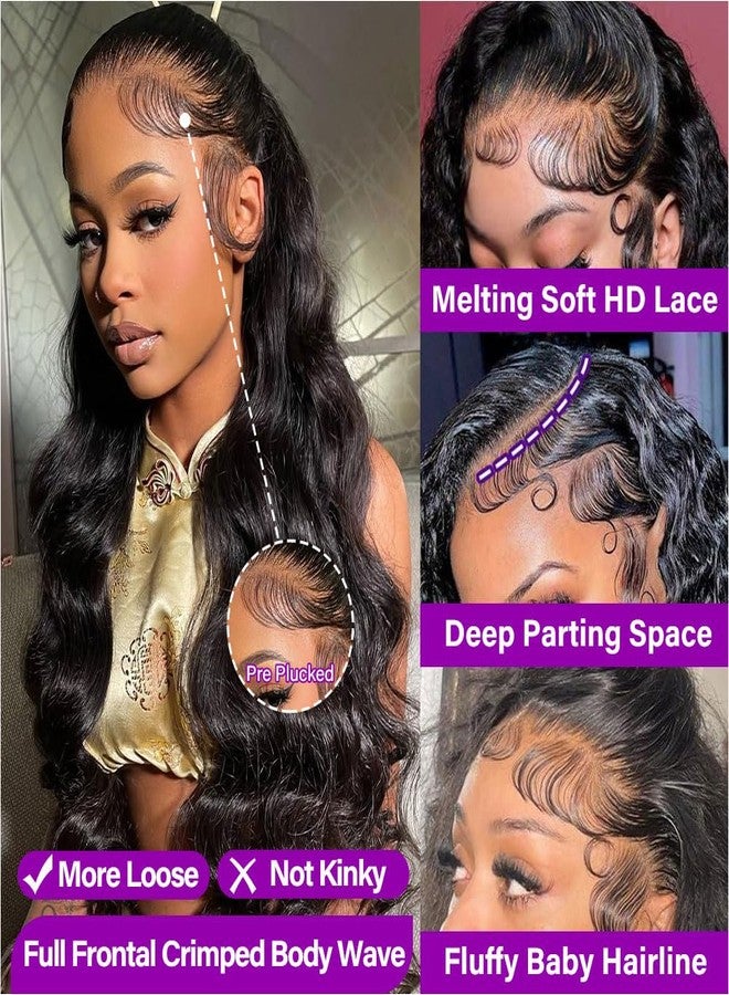 Ailwelia 13x6 Body Wave Lace Front Wigs Human Hair 200 Density Hd Transparent Lace Front Glueless Plucked Frontal Wigs 13x6 For Black Women With Baby Hair Natural Color 30 Inch - Image 2