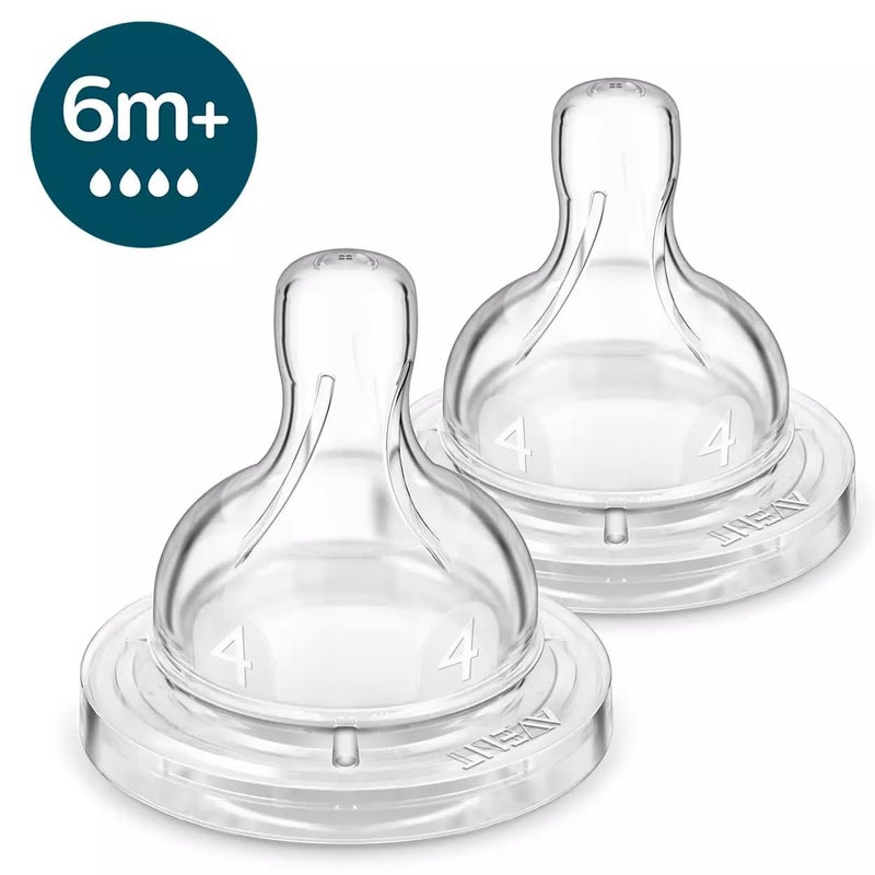 Avent Philips Classic Anti-Colic Baby Bottle 6M+ Flow Teat/Nipple (Pack of 2) | SCY764/02 - Image 3