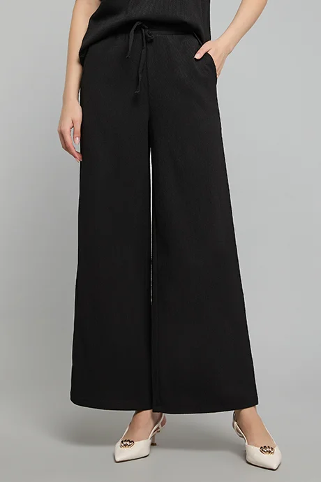 أر أند بي Textured Wide Leg Pants with Drawstring Waist