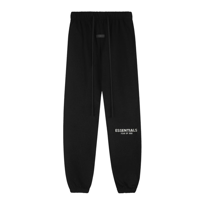 FOG Essentials Fleece-Lined Hoodie & Pants Set with Silver Letter Print - Casual Streetwear