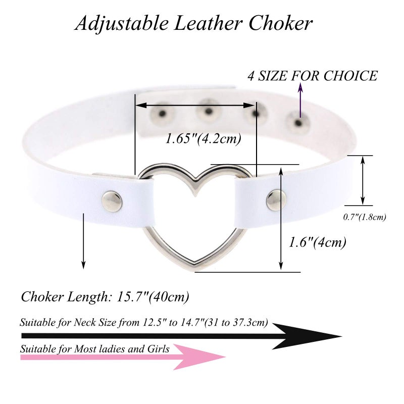ETHOON قلادة تشوكر على شكل قلب من إيثون جلد PU تشوكر غوث أبيض - Image 3