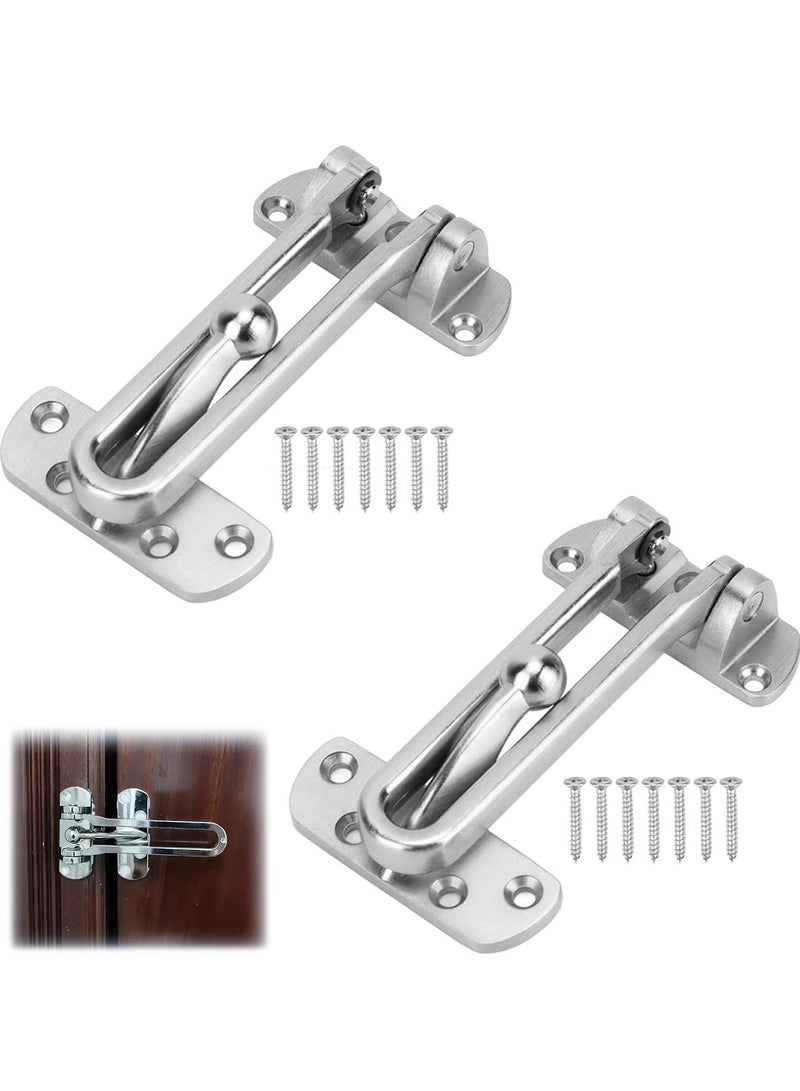 CMGTYYD 2 Pcs Door Chain Lock for Front Door, Swing Bar Door Lock with 7 Screw Chrome Plated Alloy Anti-Theft Door Guard Latch for Front and Inside Door Reinforcement Door Stopper for Hotel Home Safety - Image 1