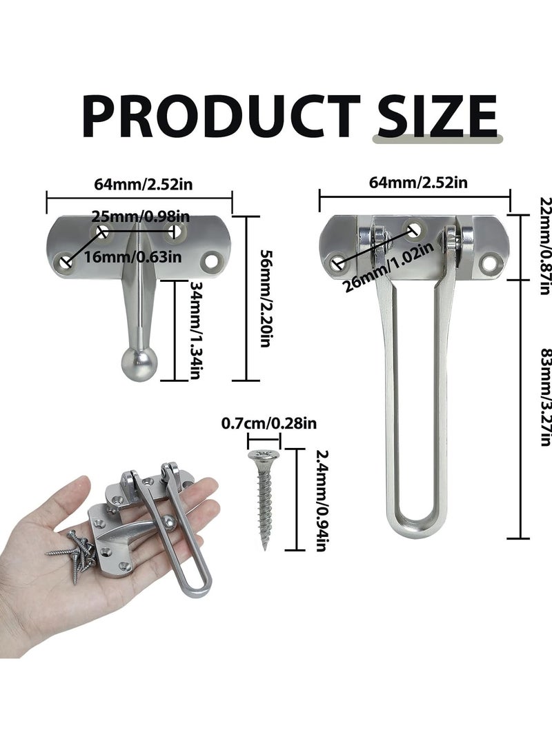 CMGTYYD 2 Pcs Door Chain Lock for Front Door, Swing Bar Door Lock with 7 Screw Chrome Plated Alloy Anti-Theft Door Guard Latch for Front and Inside Door Reinforcement Door Stopper for Hotel Home Safety - Image 2