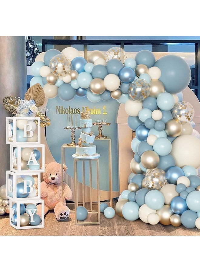 Amandir 153pcs Dusty Blue Balloon Baby Shower Decorations for Boy, Blue Balloon Arch Kit Baby Boxes with Letter (A-Z+Baby) for Boho Baby Shower Boy Birthday Gender Reveal Party Supplies - Image 5