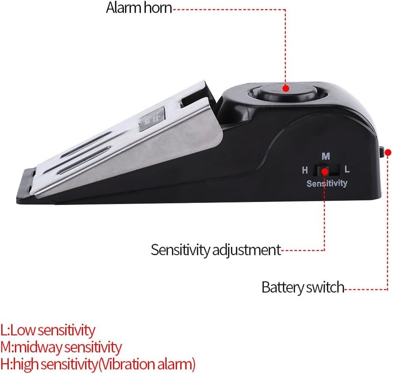 klarako Door Stopper Alarm, klarako Portable Security Home Wedge Shaped Door Stop Block Alarm Blocking Stopper 100 dB - Image 4