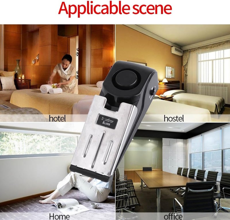 klarako Door Stopper Alarm, klarako Portable Security Home Wedge Shaped Door Stop Block Alarm Blocking Stopper 100 dB - Image 2