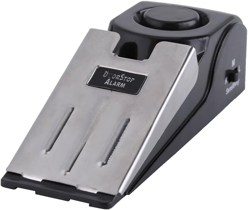 klarako Door Stopper Alarm, klarako Portable Security Home Wedge Shaped Door Stop Block Alarm Blocking Stopper 100 dB - Image 1
