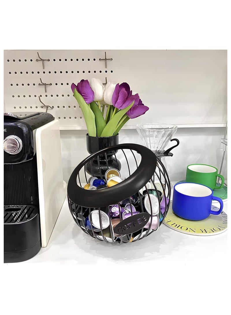 NANAO Coffee Pod Holder, Holders for Counter, Large Capacity Metal Coffee Pod Storage Holder for Counter, Black - Image 3