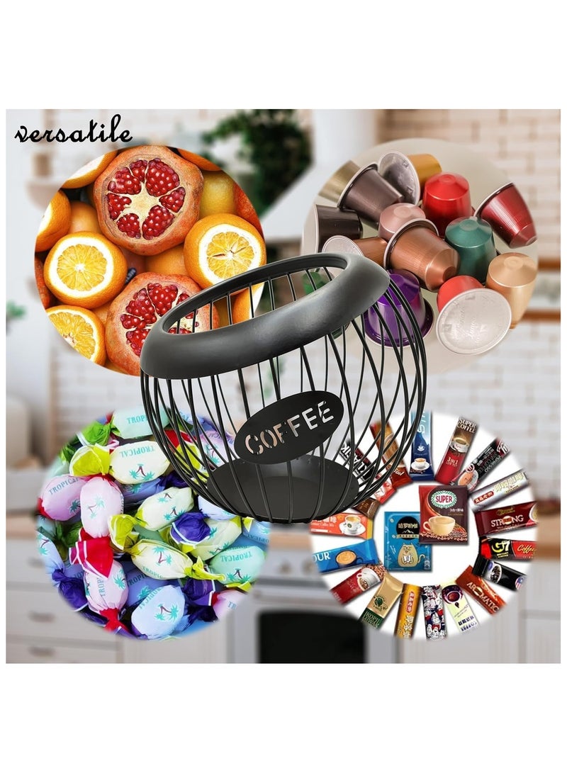 NANAO Coffee Pod Holder, Holders for Counter, Large Capacity Metal Coffee Pod Storage Holder for Counter, Black - Image 5