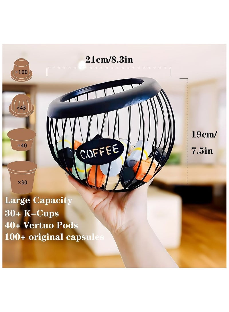 NANAO Coffee Pod Holder, Holders for Counter, Large Capacity Metal Coffee Pod Storage Holder for Counter, Black - Image 4
