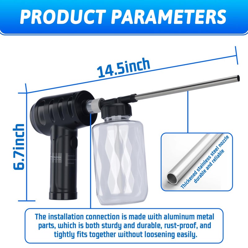 LURKA Electric Diatomaceous Earth Duster â€“ Cordless Powder Duster with 500ML Bottle, 5.9" Stainless Steel Nozzle, 3-Speed Rechargeable Sprayer with Measuring Scoop & Silicone Funnel for Garden Use - Image 5