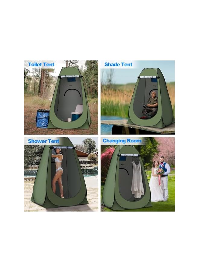 Green Tiger Portable Pop Up Privacy Tent, Outdoor Camping Bathroom Toilet Shower Tent Spacious Dressing Changing Room for Hiking Beach Picnic Fishing, Instant Rain Shelter with Carrying Bag (Green) - Image 2