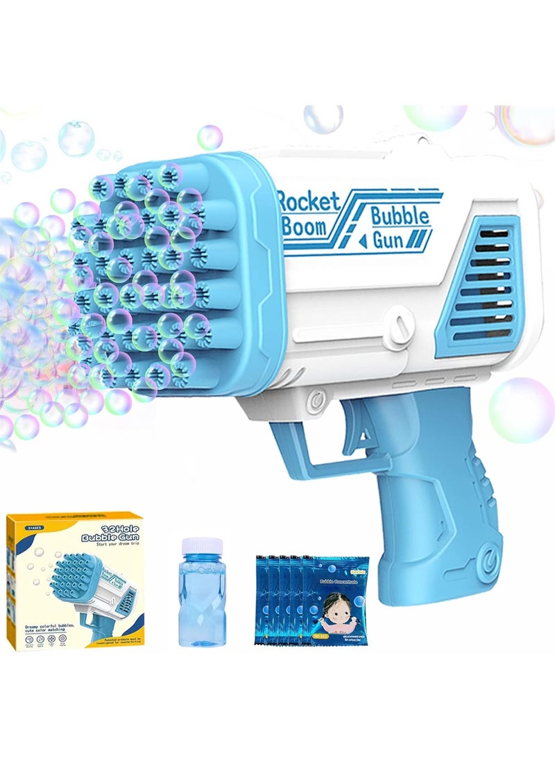 Bubble Gun, Bubble Machine for Kids, 32 Hole Rocket Boom Bubble Guns for Toddlers, Bubble Blower with Colorful Lights Birthday Party Favors Gift, Bubble Blaster Summer Outdoor Activity Children's Toys - Image 1