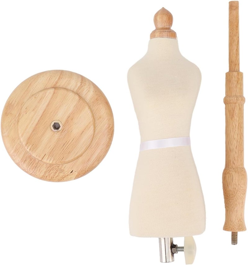 HEEPDD Mini Beech Wood Doll Dress Form, Wooden Mannequin for Sewing Crafting and Clothing Display for Dolls Daily Necessities - Image 1
