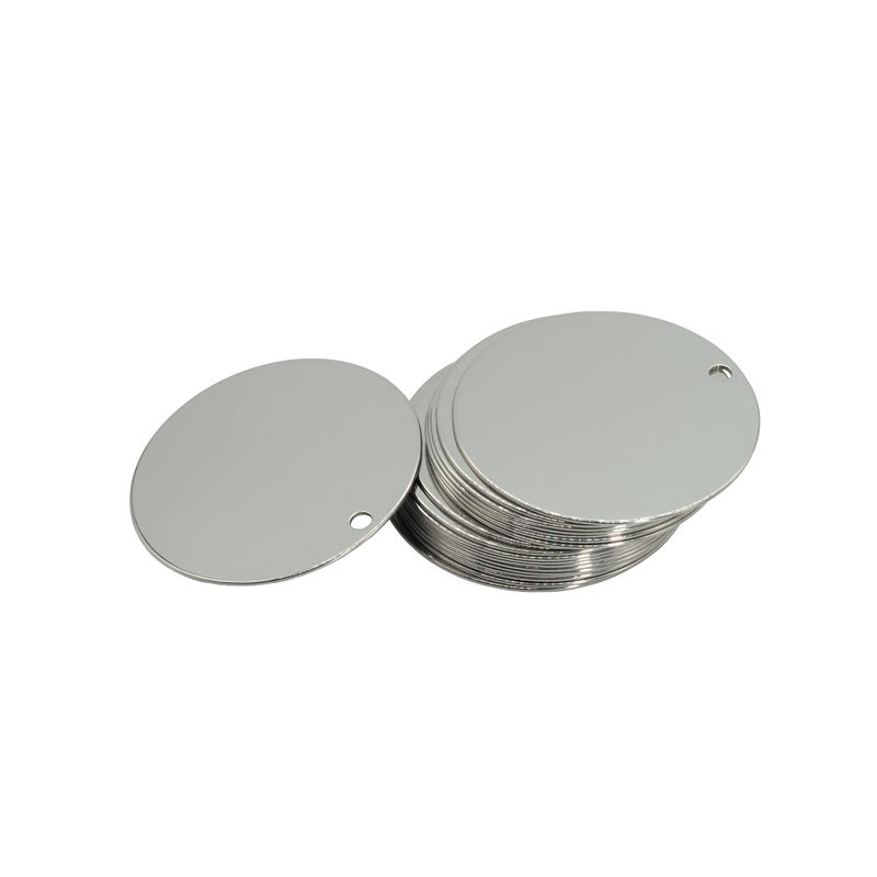 StayMax 2 Inch Round Metal Engraving Blanks Stamping Blanks with Hole Stainless Steel Blank Tags 25 Pack