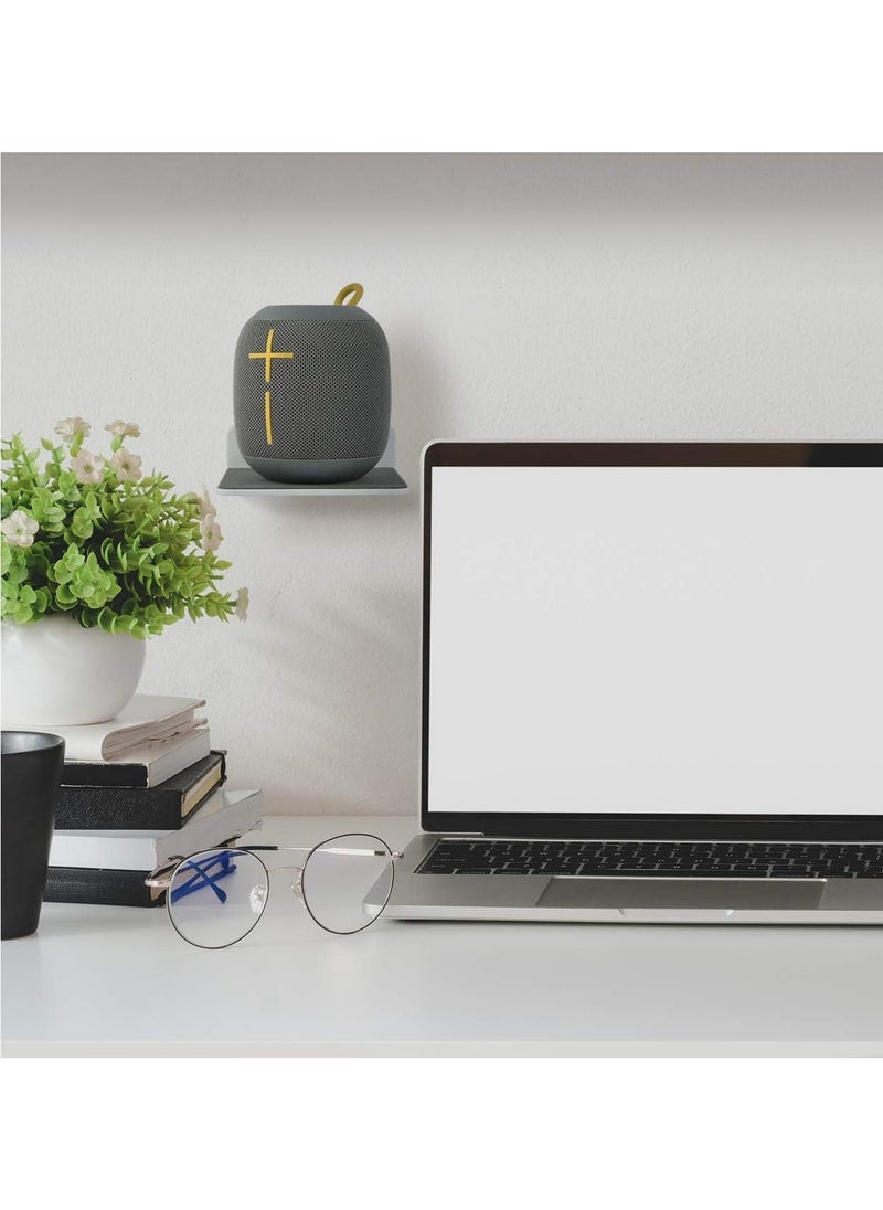 Laravel - High-Quality Strong Speaker Stand for Bluetooth Speaker, Webcam, Cell Phones, Display Shelf Acrylic Floating Speaker Shelf (White) - Image 1