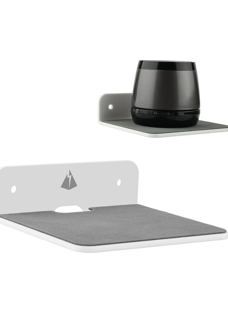 Laravel - High-Quality Strong Speaker Stand for Bluetooth Speaker, Webcam, Cell Phones, Display Shelf Acrylic Floating Speaker Shelf (White) - Image 1
