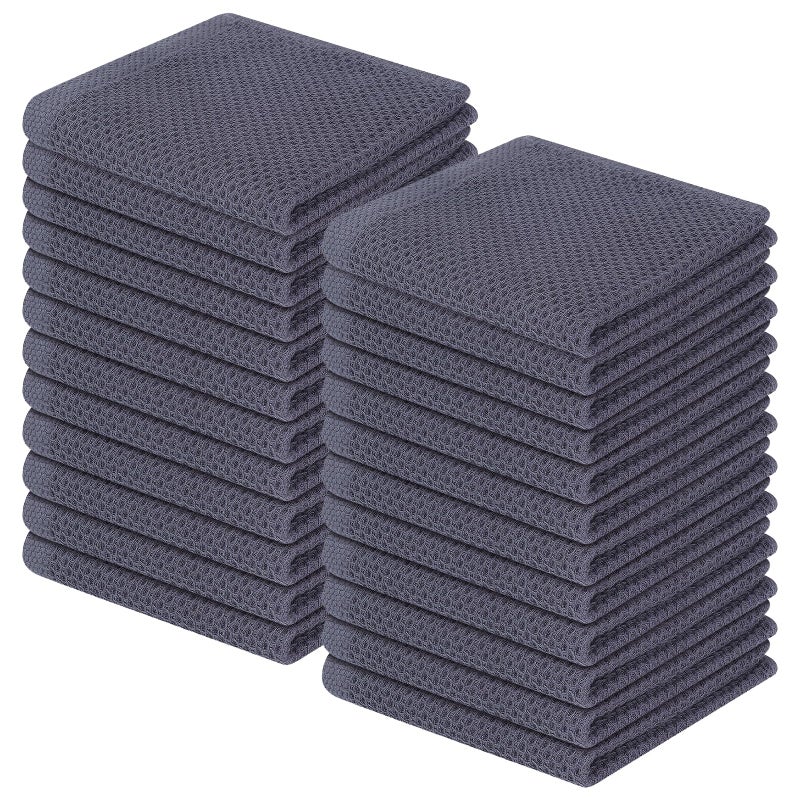 Homaxy 100 Cotton Waffle Weave Kitchen Dish Cloths Ultra Soft Absorbent Quick Drying Dish Towels 12 x 12 Inches 24Pack Dark Grey - Image 2