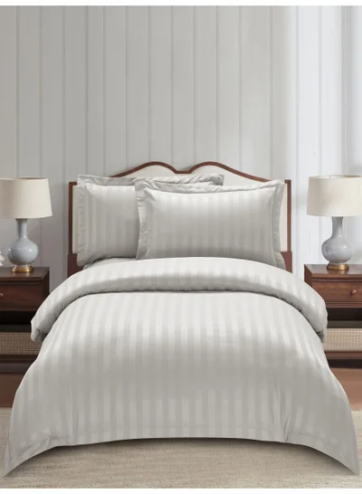 دوناتيلا Striped Comforter Set, Single Size Fits 140x200 cm, 5-Piece Hotel Bedding with 350 GSM Filling – Comforter, Comforter Cover, Fitted Sheet, Pillowshams.