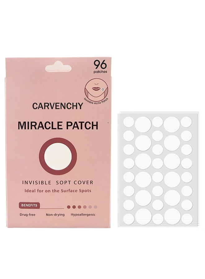 CARVENCHY Miracle Patch，Salicylic Acid Hydrocolloid Acne Patch Miracle Patch, Invisible Spot Cover, Ideal for On The Surface Spots-96patches - Image 1